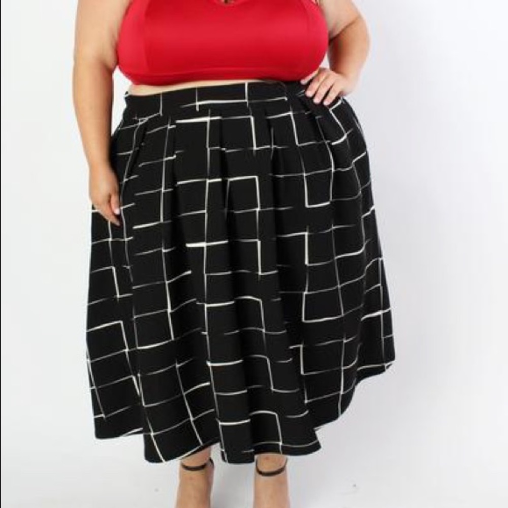 Society + Windowpane Midi Skirt